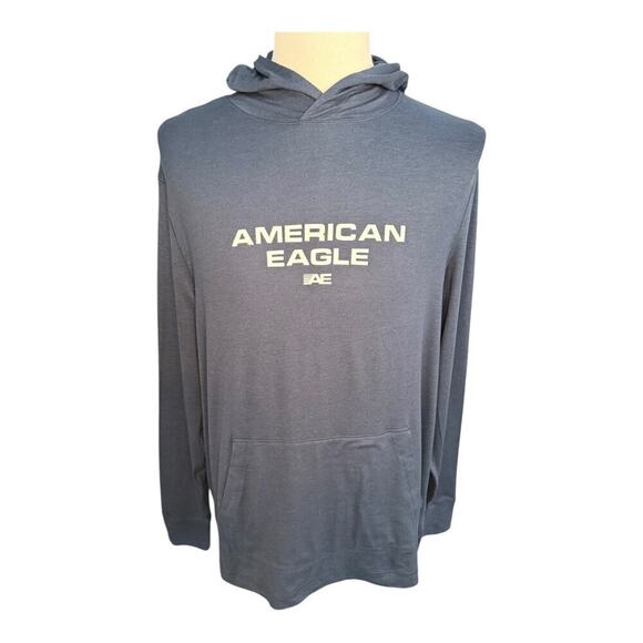 American Eagle Men's Blue Pullover‎ Hoodie Size Medium Casual Sweatshirt NWOT - Picture 1 of 4